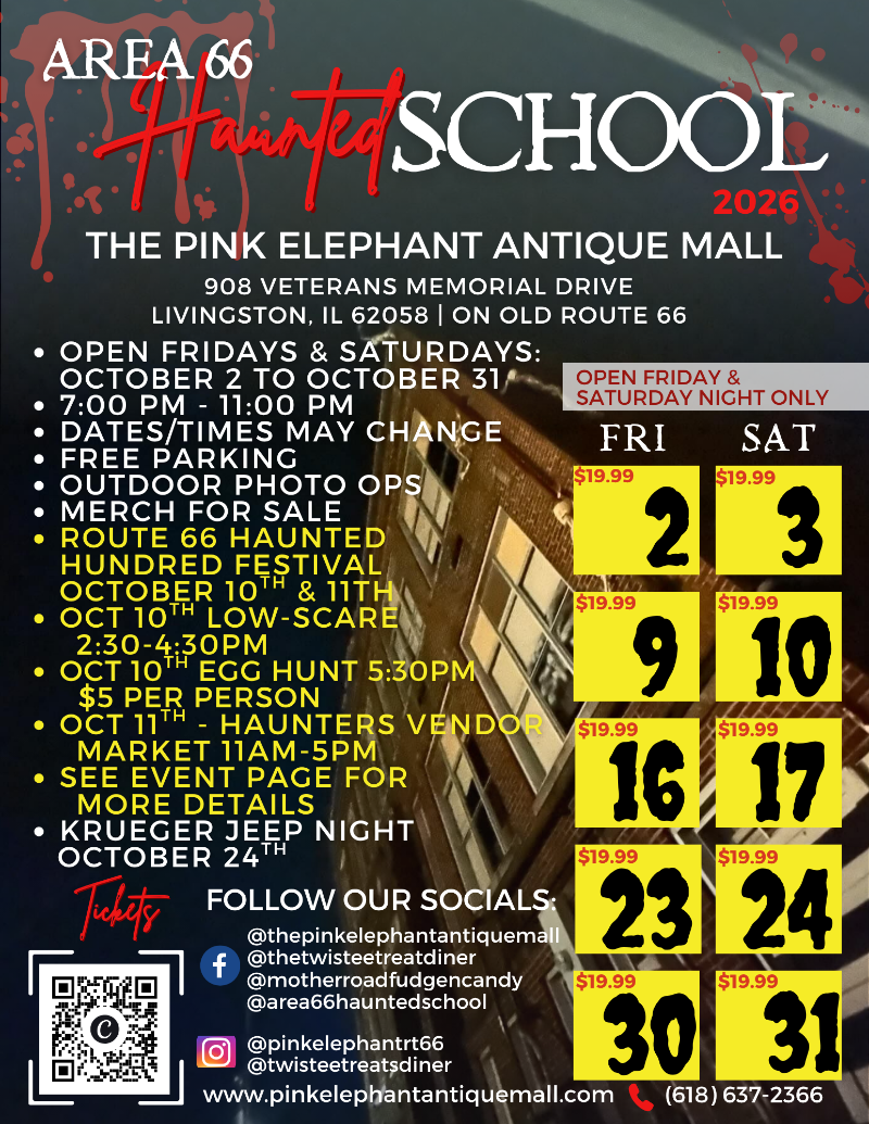 Area 66 Haunted School 2026 schedule event flyer