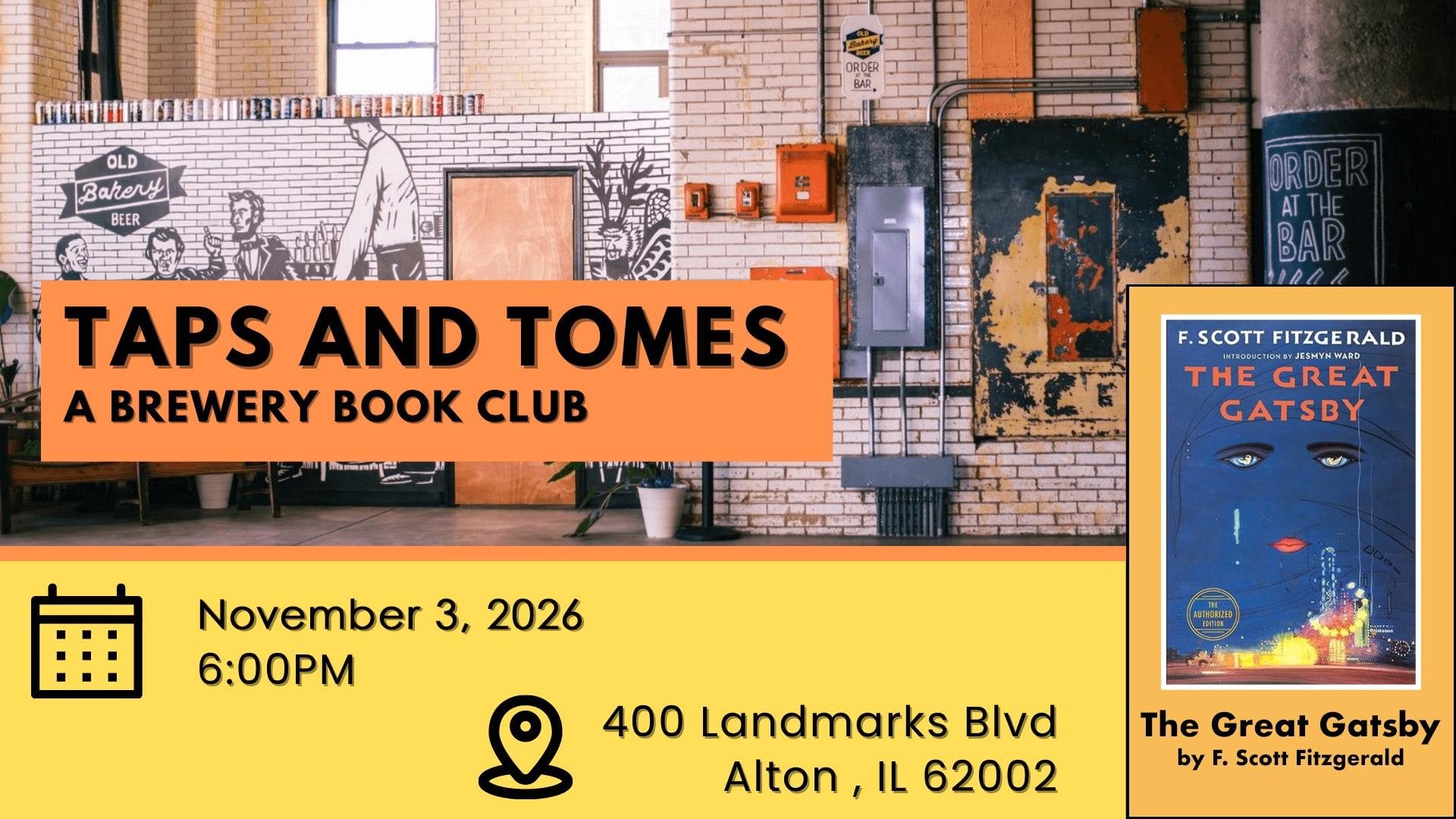 Taps & Tomes: Hayner Library’s Book Club at The Old Bakery Beer Company (The Great Gatsby)
