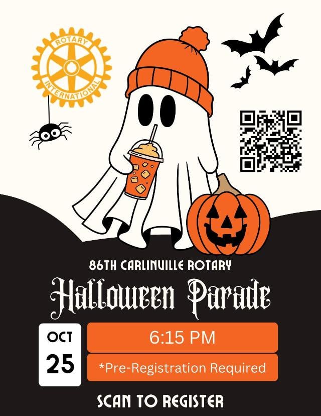 Carlinville Hallloween Parade 2025 event flyer