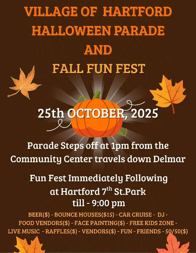 Hartford Halloween Parade & Fall Fun Fest 2025 event flyer