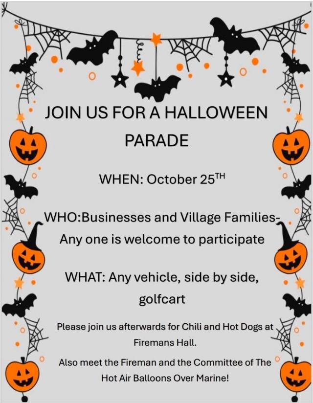 Marine Halloween Parade 2025 event flyer