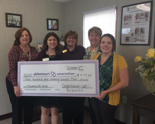 Cedarhurst of Bethalto presents donation to Alzheimer's Association