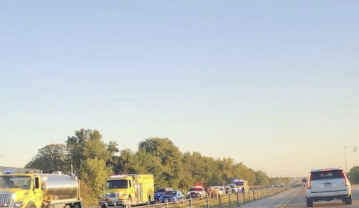 Traffic was backed up Wednesday morning following the crash on I-255.