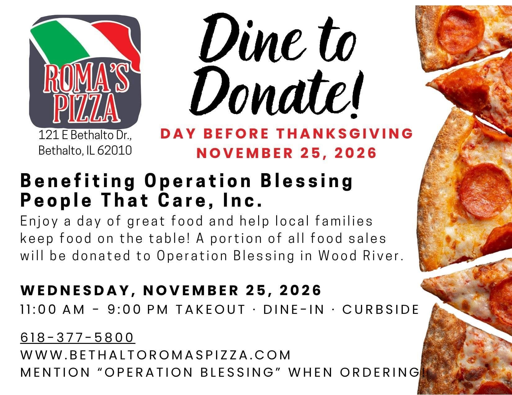 Dine to Donate Benefiting Operation Blessing
