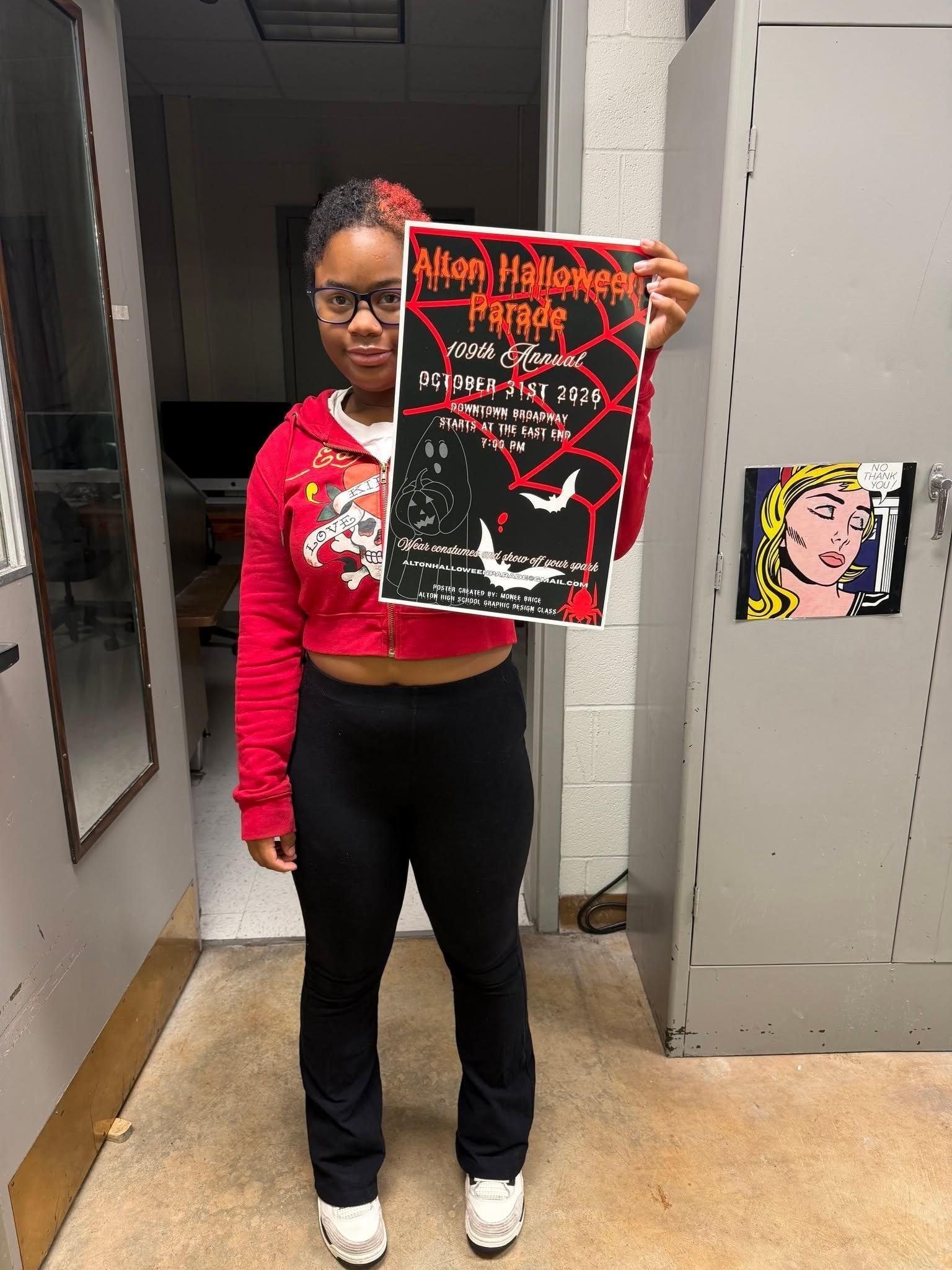 Monee Brice with her winning poster.