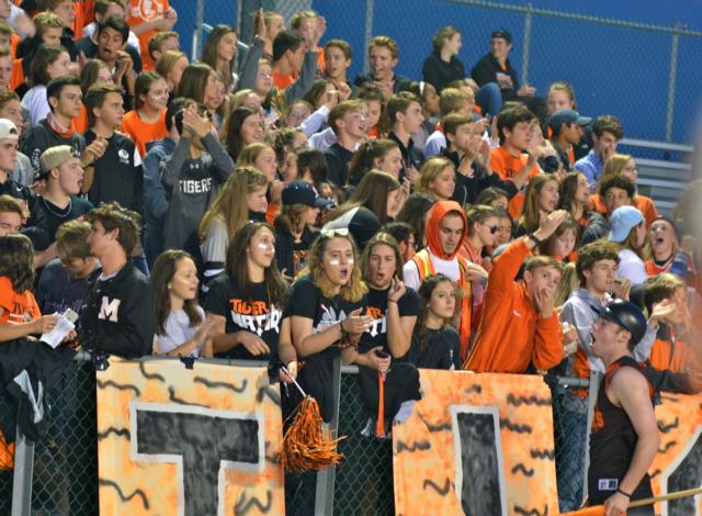 The Tiger fan section was vibrant on Friday night in the playoff game, loaded with loyal Edwardsville fans. (Photo by Dan Brannan)