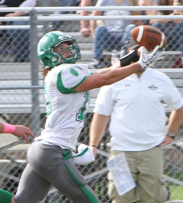 Carrollton's Jeremy Watson pulls down a catch against Camp Point on Saturday. 