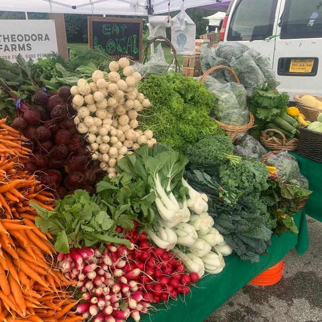 A photo of Theodora Farm’s produce at one of the local markets.