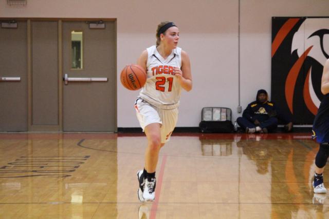 Rachel Pranger heads down the court.