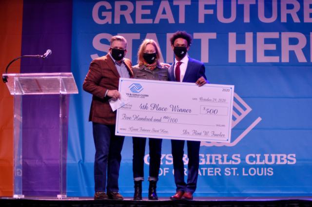 4th Place winner receiving a $500 Scholarship is Teen Center of Excellence member, Troy Staten - Award presented by Ricky & Elizabeth Nix