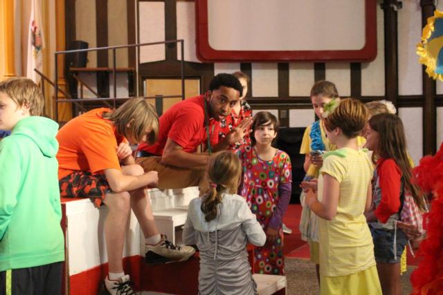 Mr. Pitts works with the young cast at a dress rehearsal in early November. 
