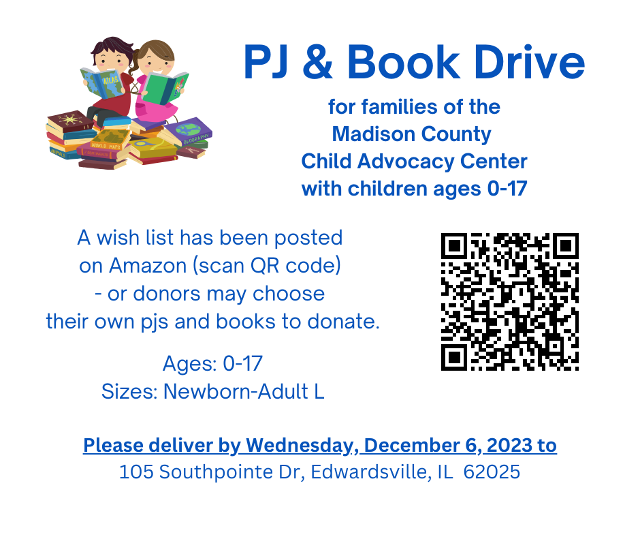 Representatives Duane Jones and Carol Stolze work With Madison County Child Advocacy Center To Gather Pajamas and Books for Area Young People.