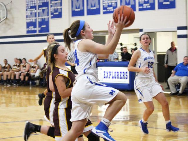 Madi Conners sets up for the shot.