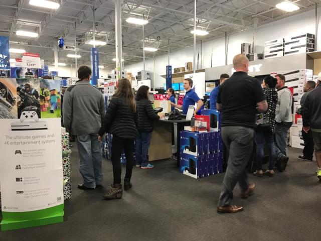 Crowds were abundant at the Edwardsville Best Buy store.