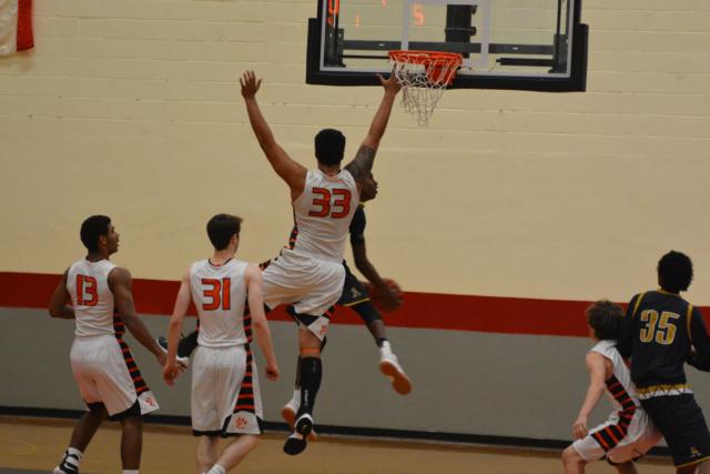 A.J. Epenesa was a tough force under the basket for the Tigers in their third and fourth games of the Battling Bulldogs Thanksgiving Tournament. (Photo by Dan Brannan)