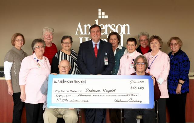 Anderson Hospital Auxiliary Board Members recently presented a check for $85,000 to Anderson Hospital President and CEO, Keith Page.