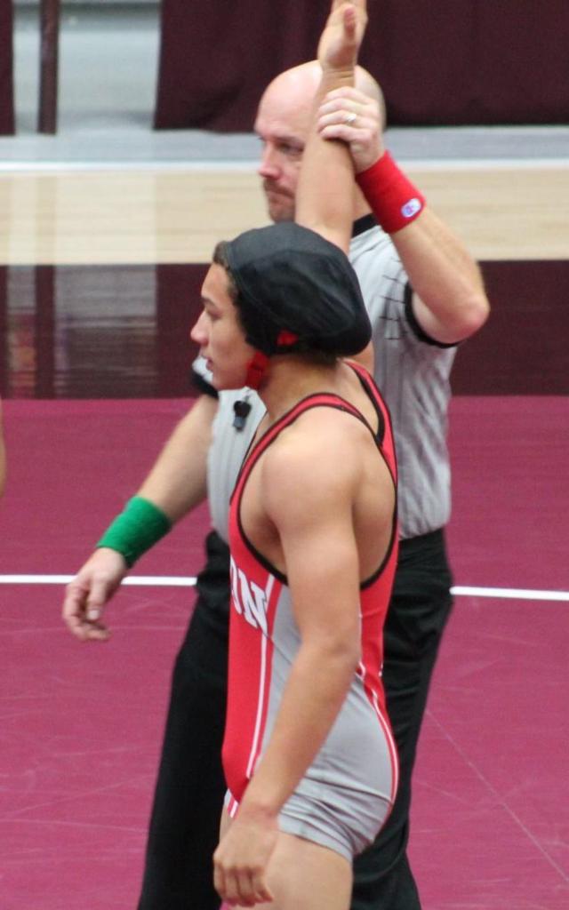 Alton rolled to a large-scale varsity wrestling win 60-12 Thursday night at home. This is a photo from a previous Alton wrestling match.