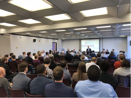 Serdar Celik, PhD, associate professor of mechanical engineering, addresses SIUE’s inaugural Energy Symposium.