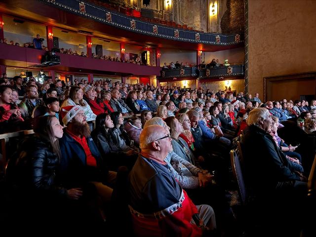 A view of the stage from the third floor. Look closely at this photo and notice the restoration to the historic and original design elements.