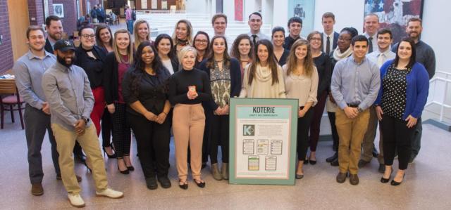 Dr. Zachary Schaefer, associate professor in the SIUE College of Arts and Sciences’ Department of Applied Communication Studies (back, far right), stands with students who turned business ideas into entrepreneurial successes during their organizational communication course.