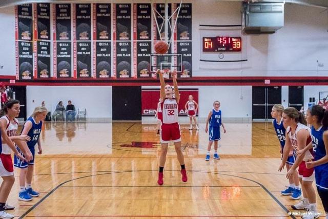 Kylie Kinser attempts a free throw in the third quarter against West Lincoln-Broadwell. Photo curtesy of Mike Weaver.