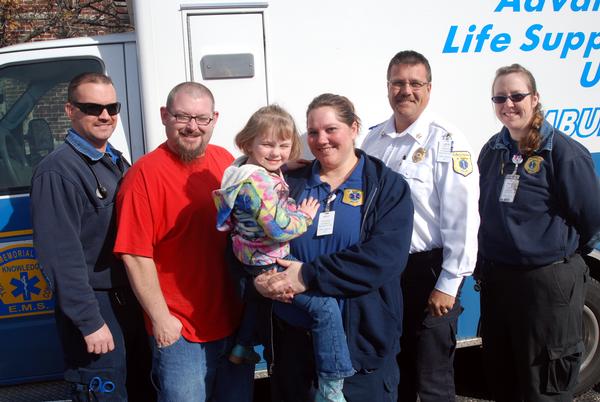 Kelly McCreary with her daughter, Adie, and several of her co-workers at Alton Memorial Hospital. Kelly McCreary with her daughter, Adie, and several of her co-workers at Alton Memorial Hospital.