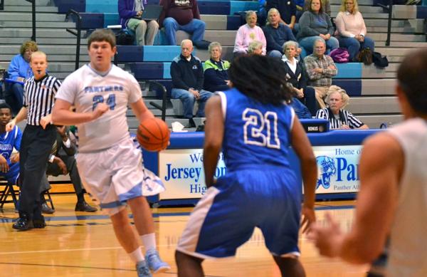 Jersey's Luke Shively positions for a shot Tuesday night against Cahokia in the Jersey Tourney.