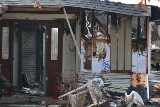 The Crews' home following the blaze