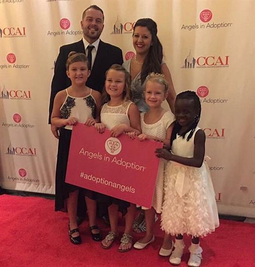 Anderson family honored as 'Angels in Adoption' in Washington, D.C. Left to Right: Pastor Chadwick Anderson and Sarah Anderson (back row); Addison Anderson, Sophie Anderson, Ruby Anderson, and Phoebe Anderson (front row) Photo Credit: Chadwick Anderson