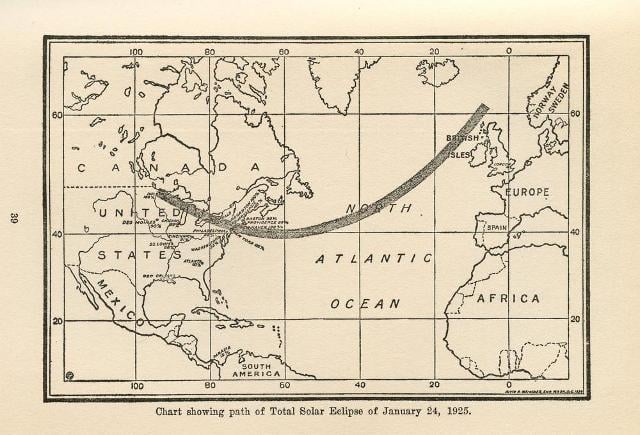 Total Solar Eclipse of January 24, 1925 20th Century - Great American Eclipse. Courtesy of Michael Zeiler, GreatAmericanEclipse.com