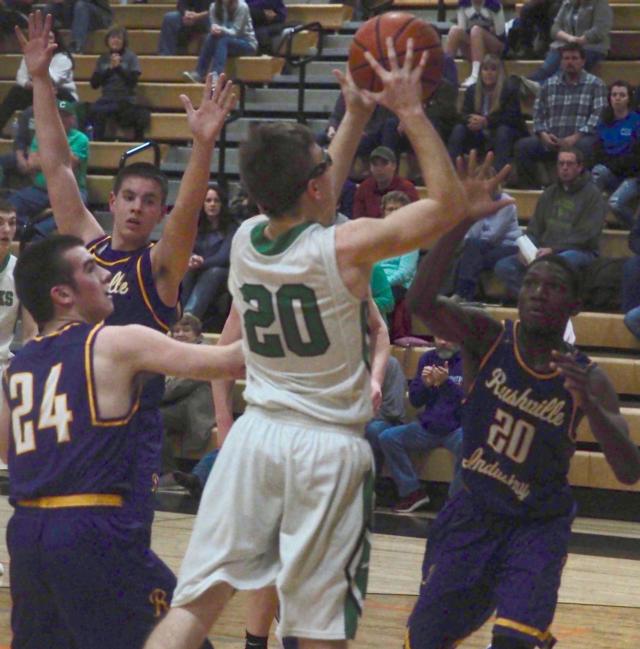 Kyle Waters goes up for a shot against Rushville-Industry in the Beardstown Tournament.