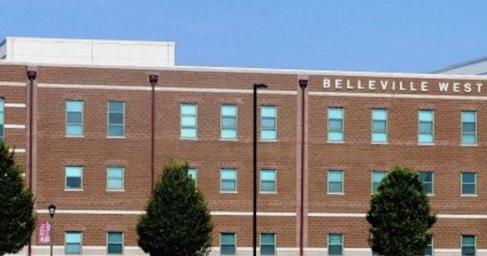 An outside view of Belleville West High School.