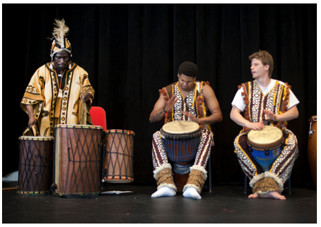Afriky Lolo performs in the Benjamin Godfrey Memorial Chapel on April 26, 2012, as part of L&C’s Diversity Council programming. File photo by Korin Fisher, Lewis and Clark Community College
