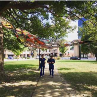 Photo of canopy at Edwardsville art fair just before it was nearly lost forever.