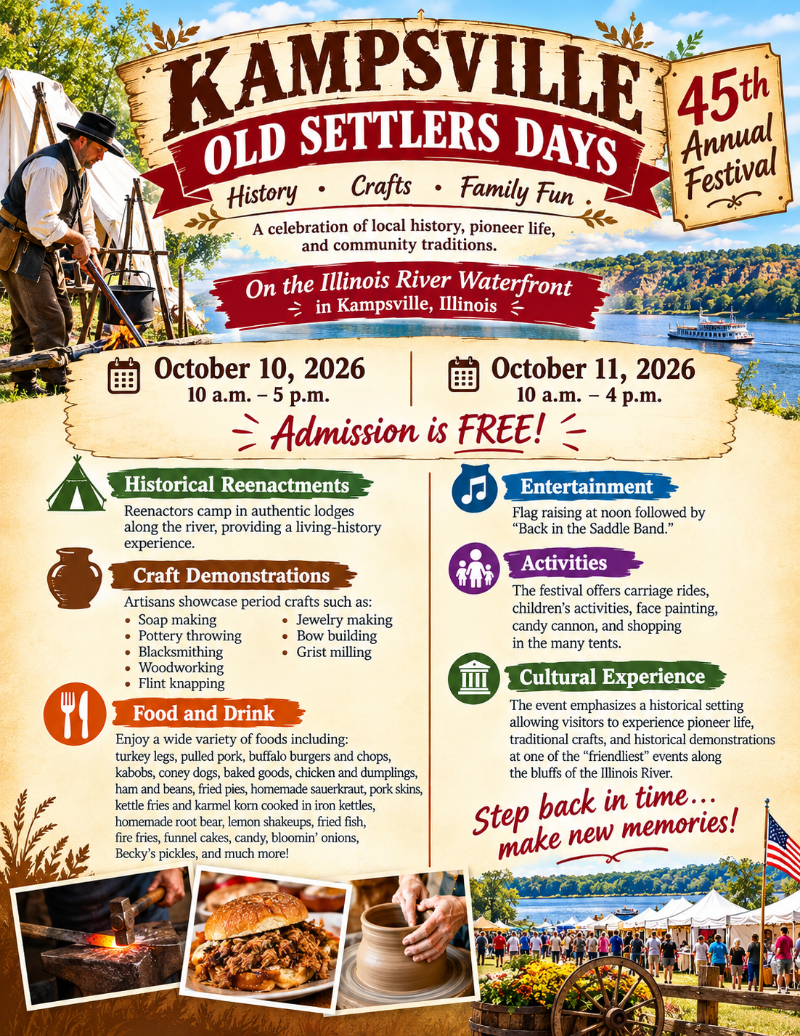 Kampsville Old Settlers Days event flyer