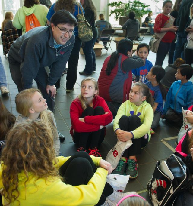 SIUE School of Engineering Dean Cem Karacal welcomes participants to a previous Society of Women Engineers&rsquo; Introduce a Girl to Engineering Day.