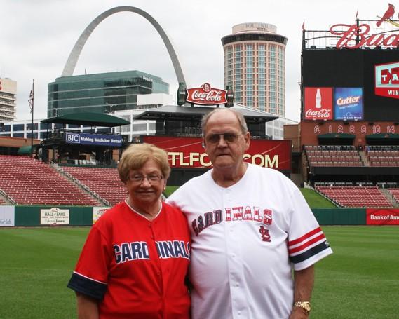 Pictured: Jenell and Don Emrich visited Busch Stadium as participants of the Alzheimer’s Association’s Cardinals Reminiscence League.