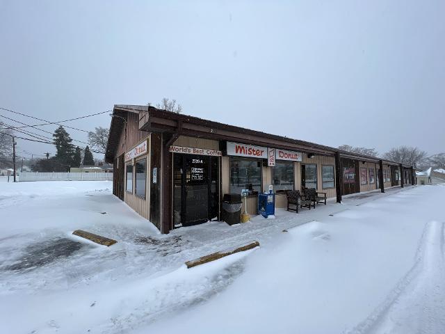 The popular Mister Donut was closed early today because of the weather.