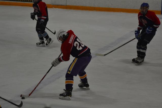 Bethalto's Brayden Emerick handles the puck for the West team Tuesday night.