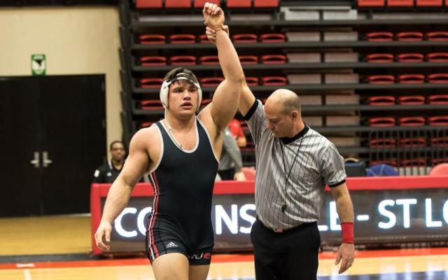 SIUE's Chris Johnson is a winner in his weight class on Sunday.