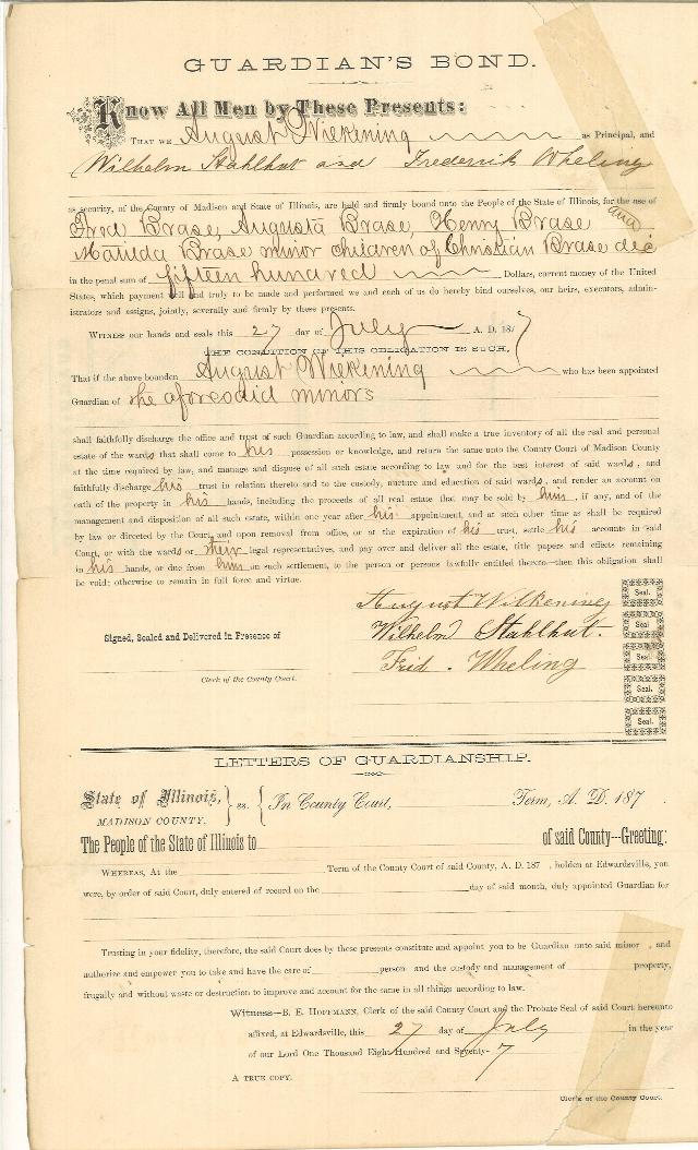A Guardian's Bond document.