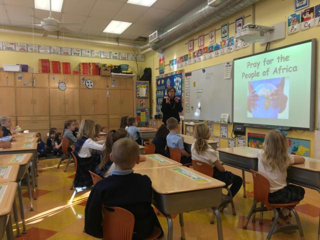 Vicki Compton showed our first graders why we are raising money for missions around the world.