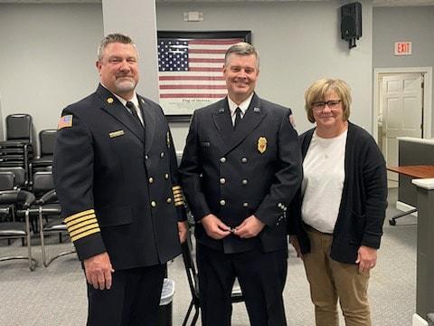 Chris Collins (middle) is the newest Fire Captain of the Jerseyville Fire Department