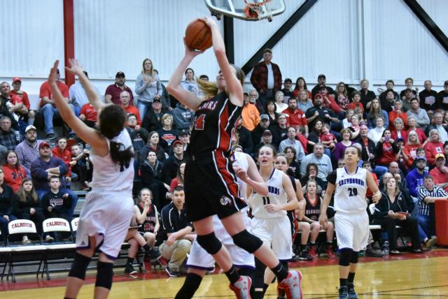 Grace Baalman goes up for two of her 17 points against Lebanon on Tuesday night. (Photo by Alison Godar)