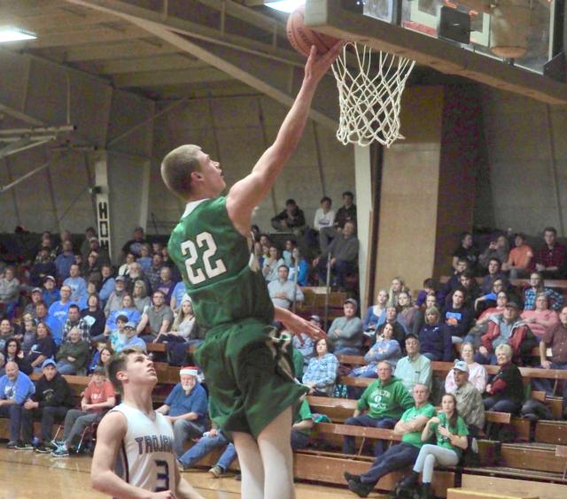 Gabe Jones makes a layup against the Triopia Trojans early in the season. Jones has emerged as arguably the best player on the Hawks roster this season.