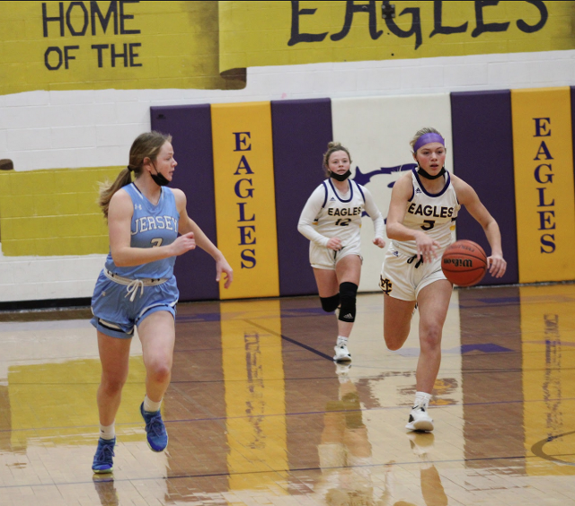 Kelbie Zupan of CM had 13 points in the Eagles' win over the Panthers in the girls regional at CM on Monday night. (Photos by Brad Piros)