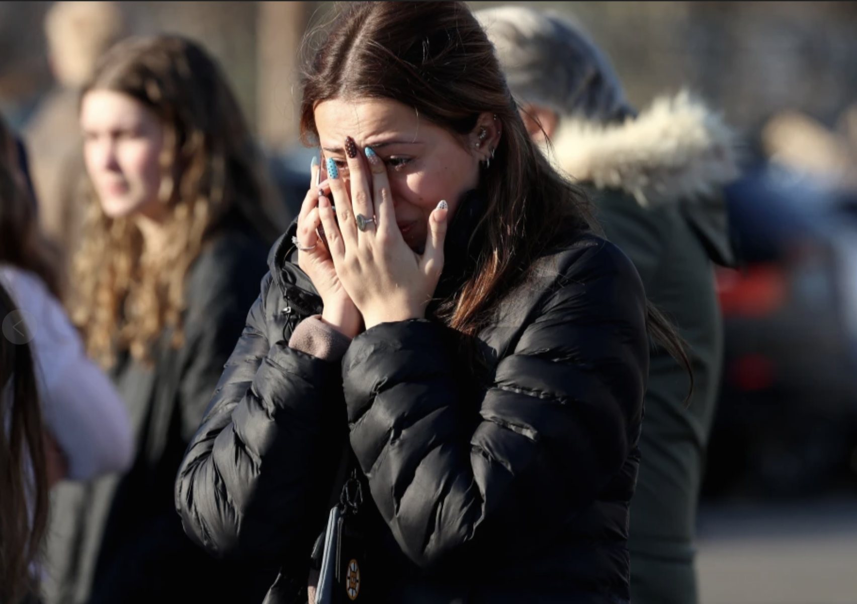 Associated Press photo at the shooting on Monday in Rhode Island.