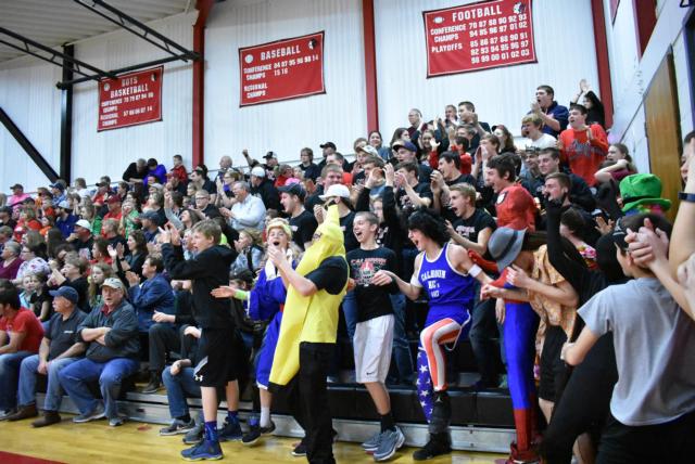 Calhoun's gym was rocking Thursday after the Warriors captured a sectional championship. (Photo by Alison Godar)