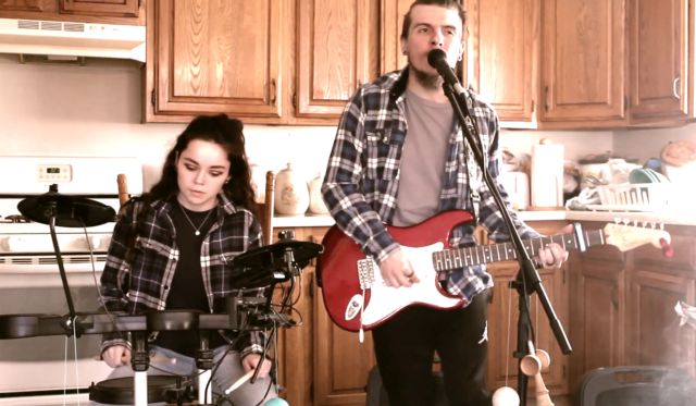 Madison Vollmer (drums) and Christian Stauder (guitar, vocals) perform the song dedicated to the Kengrandma.
