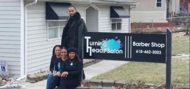 The Turning Heads family: James Bratton, barber/stylist, Cherrie Smith, stylist, LaShawn Hubbard, stylist/braider, and Noel Bratton, the stylist and owner.